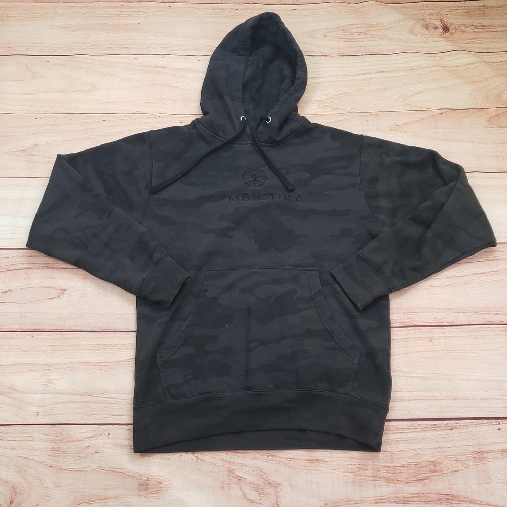 Cymbiotika Hoodie Mens Small Black Camo Pullover Sweatshirt Embroidered Logo